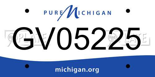 GV05225 Michigan License Plate