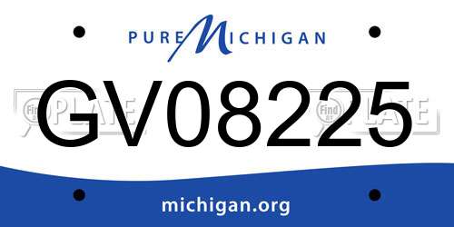 GV08225 Michigan License Plate