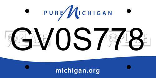 GV0S778 Michigan License Plate