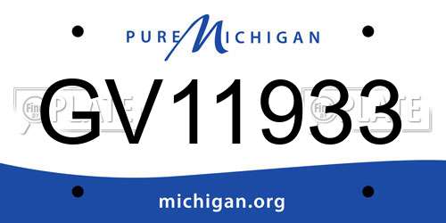 GV11933 Michigan License Plate