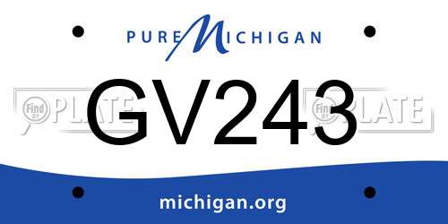 GV243 Michigan License Plate