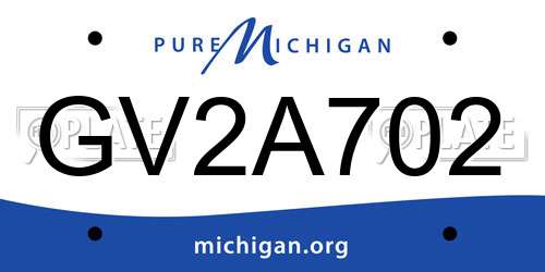 GV2A702 Michigan License Plate