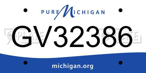 GV32386 Michigan License Plate