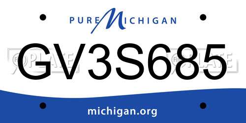 GV3S685 Michigan License Plate