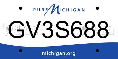 GV3S688 Michigan License Plate