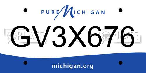 GV3X676 Michigan License Plate