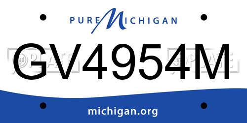 GV4954M Michigan License Plate