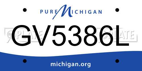 GV5386L Michigan License Plate