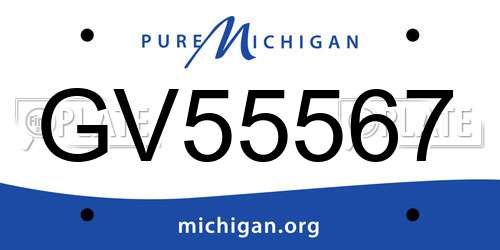 GV55567 Michigan License Plate
