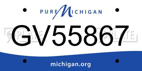 GV55867 Michigan License Plate