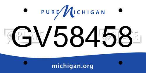 GV58458 Michigan License Plate