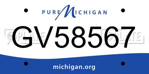 GV58567 Michigan License Plate