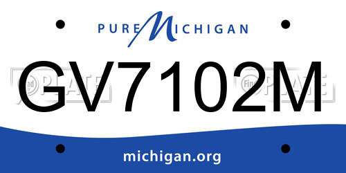 GV7102M Michigan License Plate
