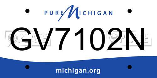 GV7102N Michigan License Plate