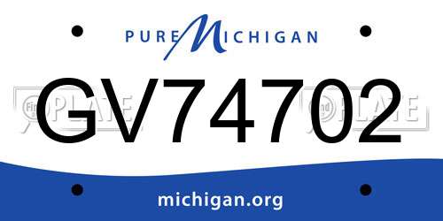 GV74702 Michigan License Plate