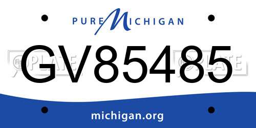 GV85485 Michigan License Plate