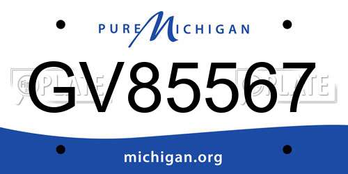 GV85567 Michigan License Plate