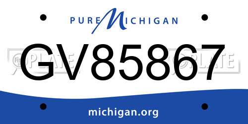 GV85867 Michigan License Plate