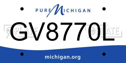 GV8770L Michigan License Plate