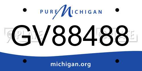 GV88488 Michigan License Plate