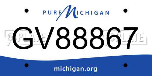 GV88867 Michigan License Plate