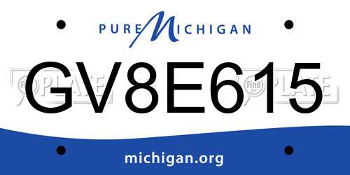 GV8E615 Michigan License Plate