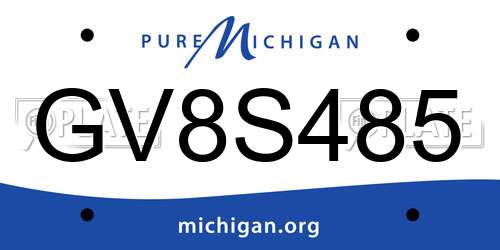 GV8S485 Michigan License Plate