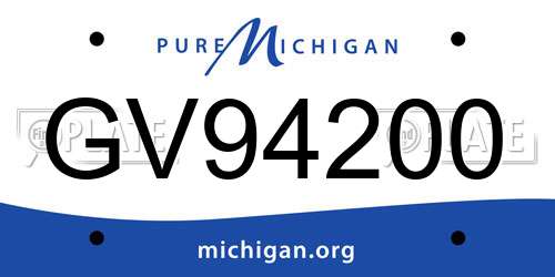 GV94200 Michigan License Plate