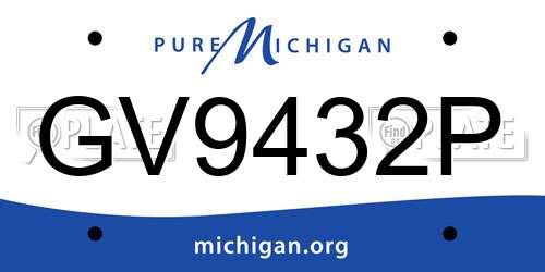 GV9432P Michigan License Plate