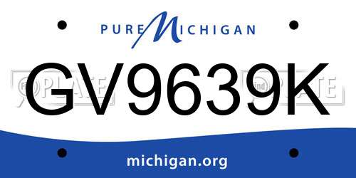 GV9639K Michigan License Plate
