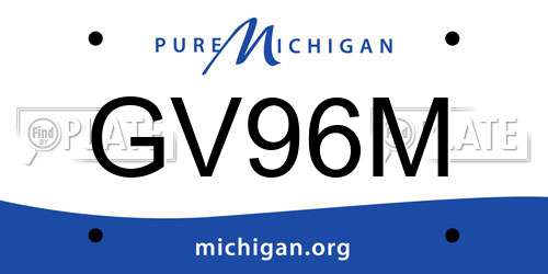 GV96M Michigan License Plate