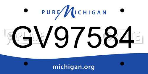 GV97584 Michigan License Plate
