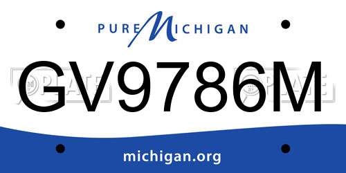 GV9786M Michigan License Plate