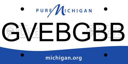 GVEBGBB Michigan License Plate