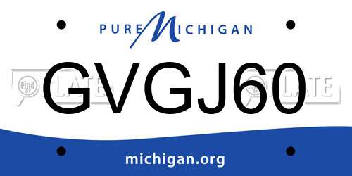 GVGJ60 Michigan License Plate