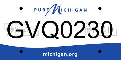GVQ0230 Michigan License Plate