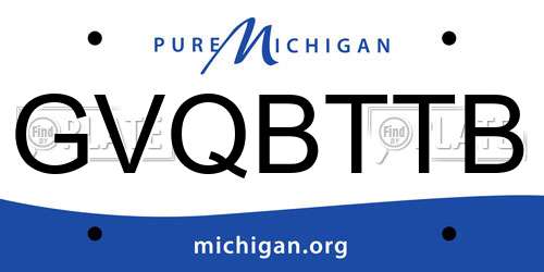 GVQBTTB Michigan License Plate