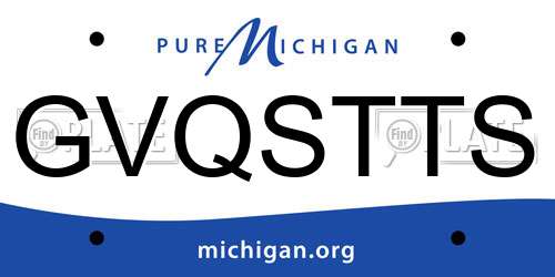 GVQSTTS Michigan License Plate