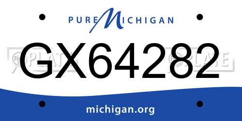 GX64282 Michigan License Plate