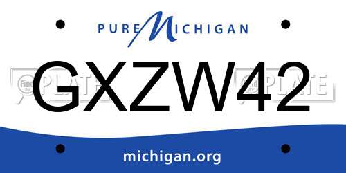GXZW42 Michigan License Plate