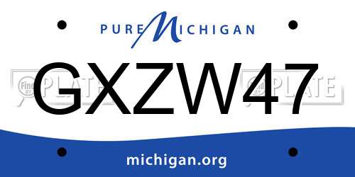 GXZW47 Michigan License Plate