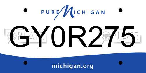 GY0R275 Michigan License Plate