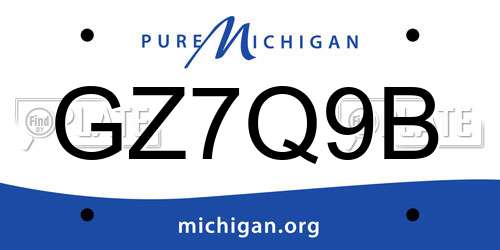 GZ7Q9B Michigan License Plate
