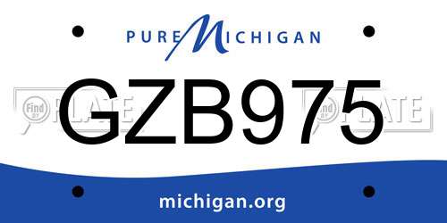 GZB975 Michigan License Plate
