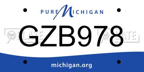 GZB978 Michigan License Plate