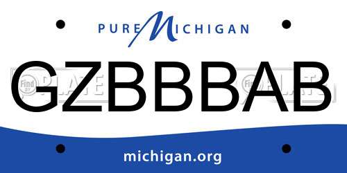 GZBBBAB Michigan License Plate