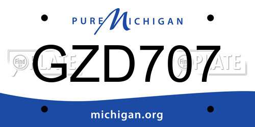 GZD707 Michigan License Plate