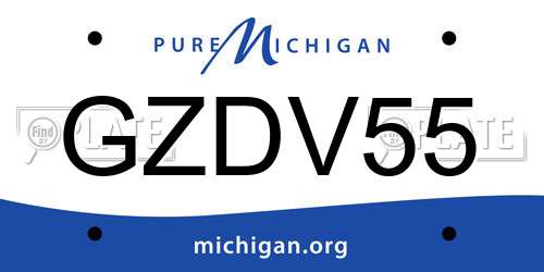 GZDV55 Michigan License Plate