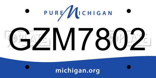GZM7802 Michigan License Plate