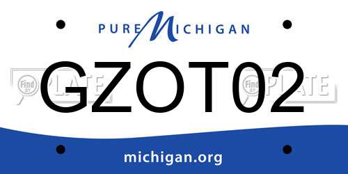 GZOT02 Michigan License Plate